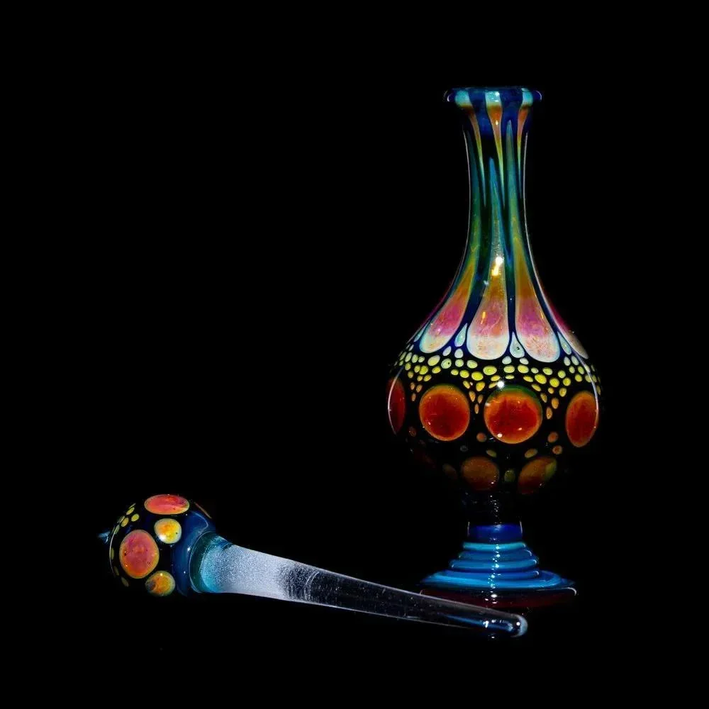 Suellen Fowler - Blue, Green & Coral Hobnail Perfume  Bottle 2 - Image 2