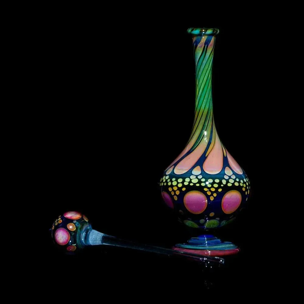 Suellen Fowler - Blue, Green & Pink Hobnail Perfume  Bottle  4 - Image 2