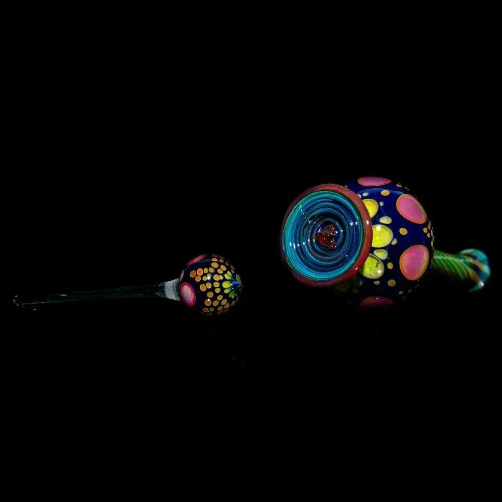 Suellen Fowler - Blue, Green & Pink Hobnail Perfume  Bottle  4 - Image 3