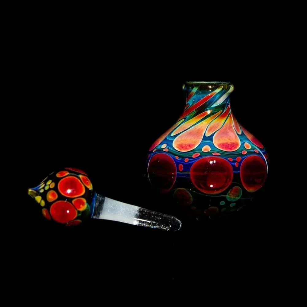 Suellen Fowler - Blue, Green & Red Hobnail Perfume Bottle 10 - Image 2