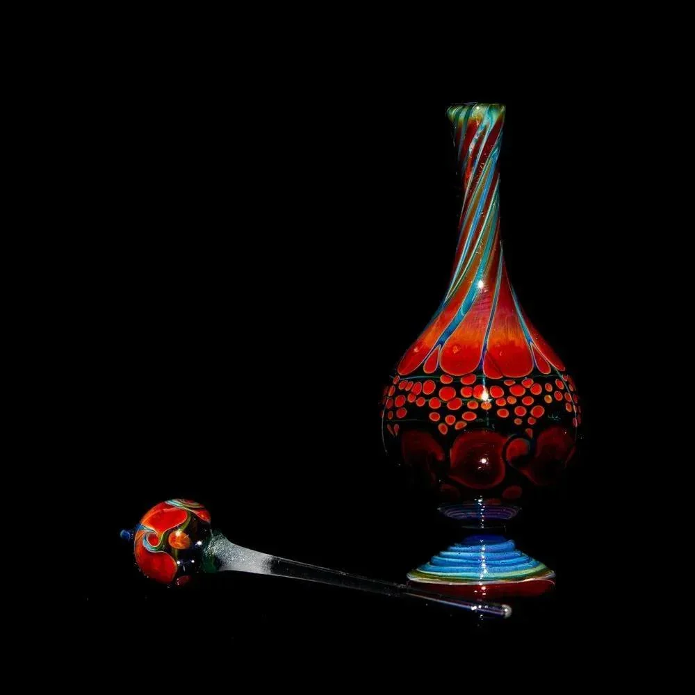 Suellen Fowler - Blue, Green & Red Twist Hobnail Perfume Bottle 8 - Image 2