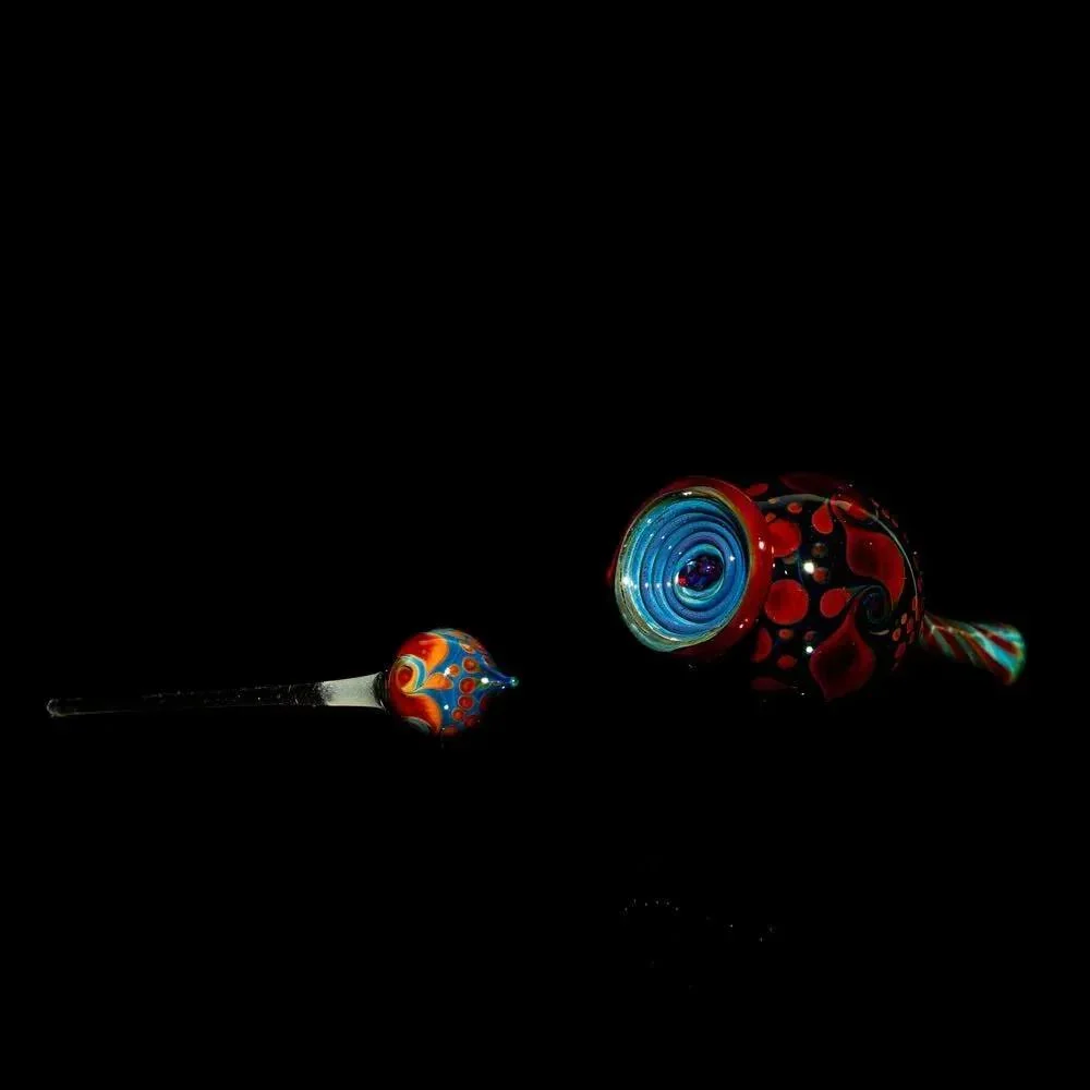 Suellen Fowler - Blue, Green & Red Twist Hobnail Perfume Bottle 8 - Image 3