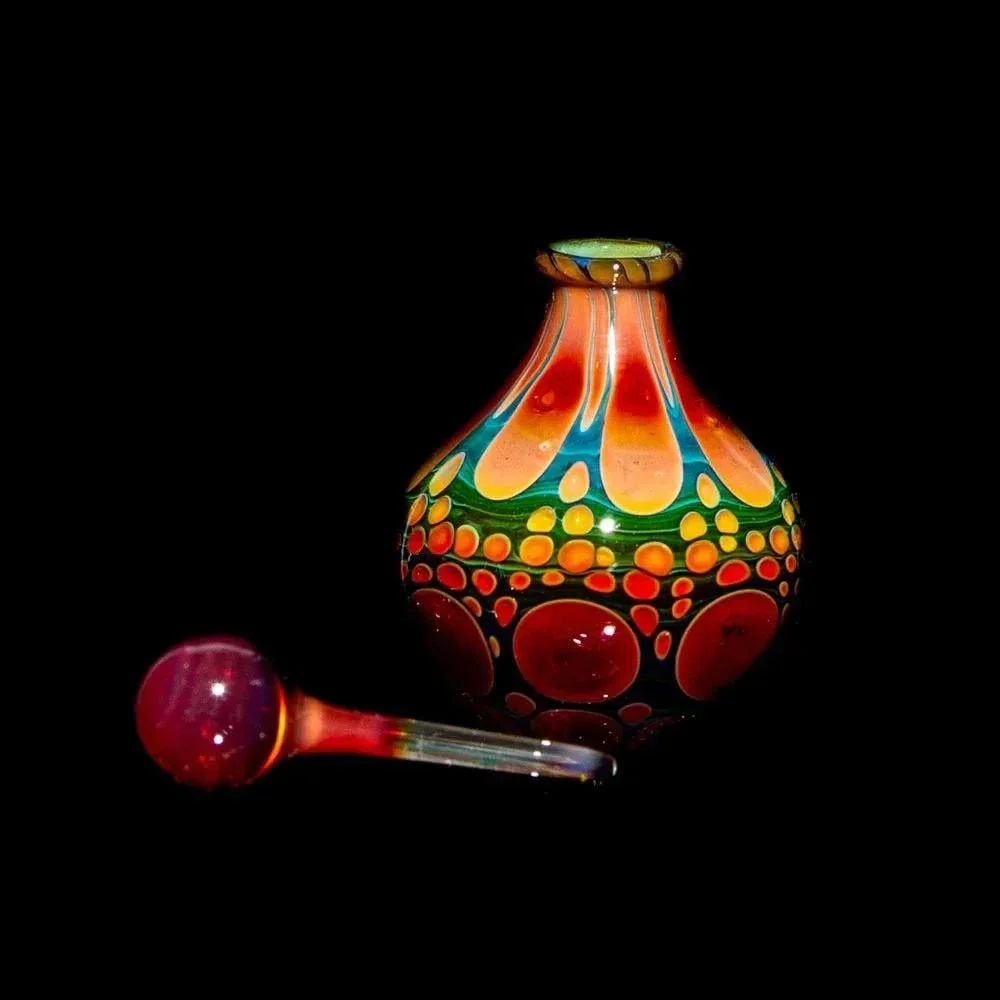 Suellen Fowler - Green & Red Coral Mini Hobnail Perfume  Bottle 14 - Image 2