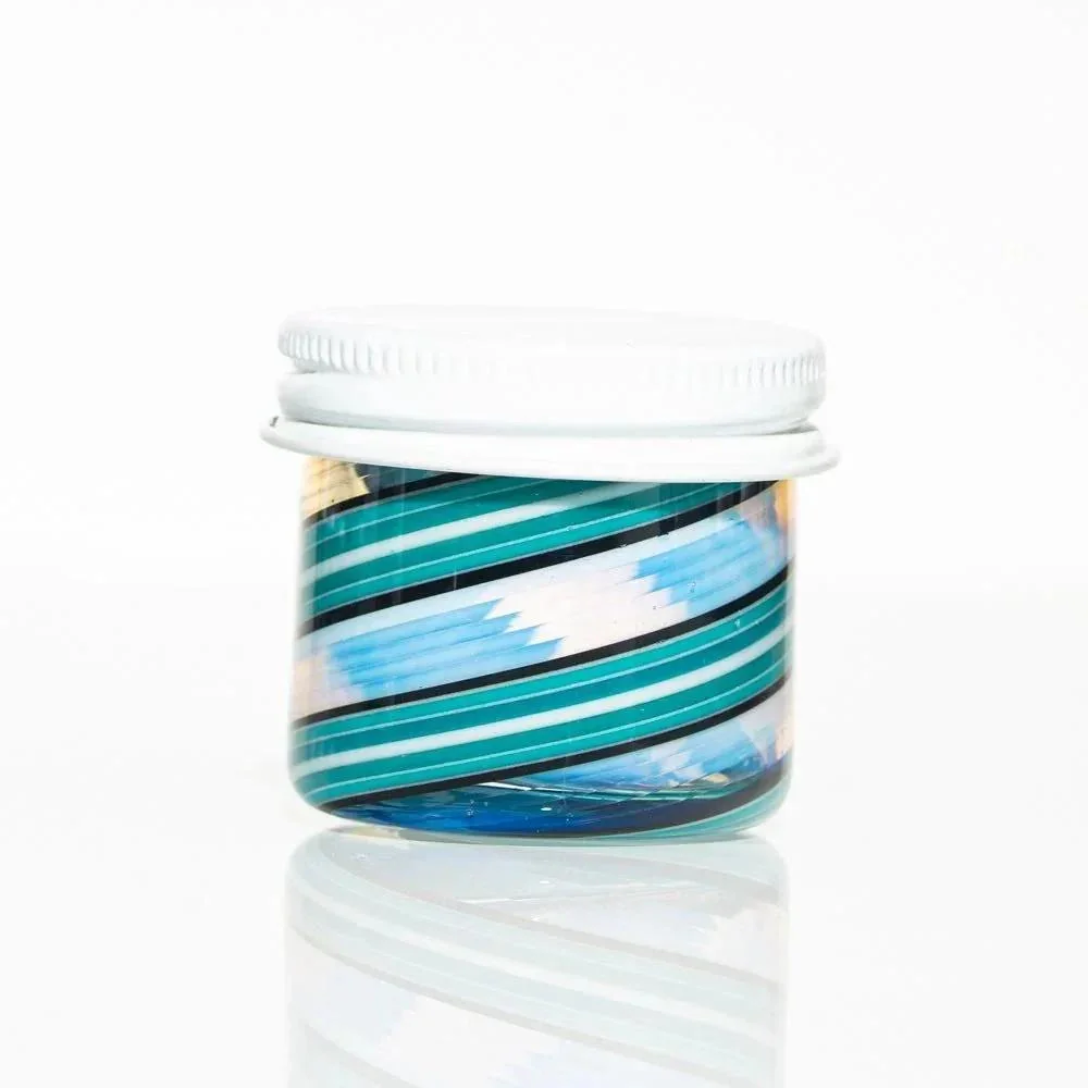Zek Glass - Blossom, White & Aqua Baller Jar