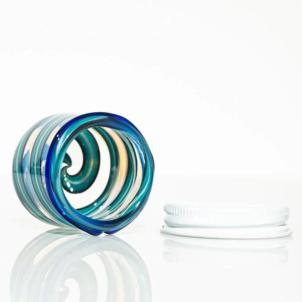 Zek Glass - Blossom, White & Aqua Baller Jar - Image 2