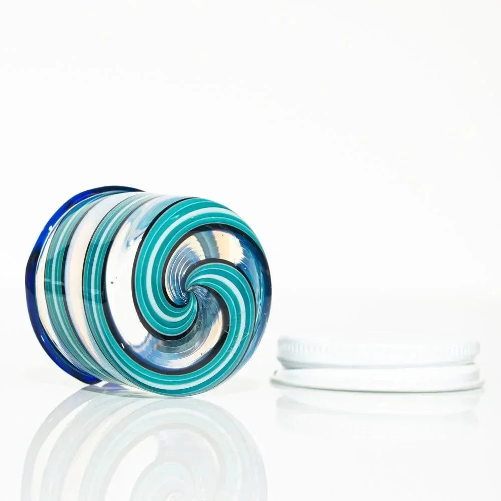 Zek Glass - Blossom, White & Aqua Baller Jar - Image 3